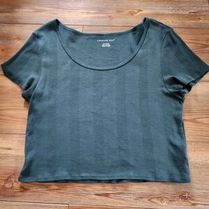 American Eagle Outfitters Top Womens XL Green Short Sleeve Crop